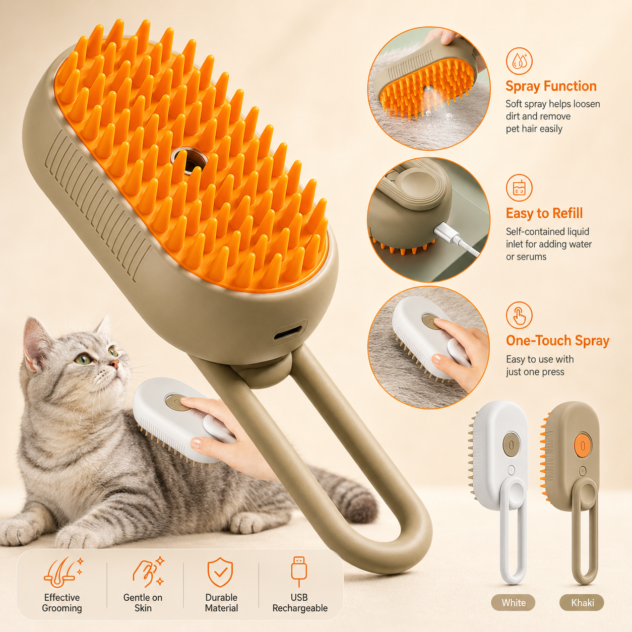 3 in 1 Pet Steam Brush